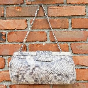 New Judith Ripka Patent Leather Snakeskin Print Clutch